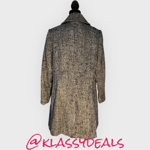 Larry Levine Black and White Flap Faux Pocket Wool Blend Jacket NWT - Picture 2 of 7